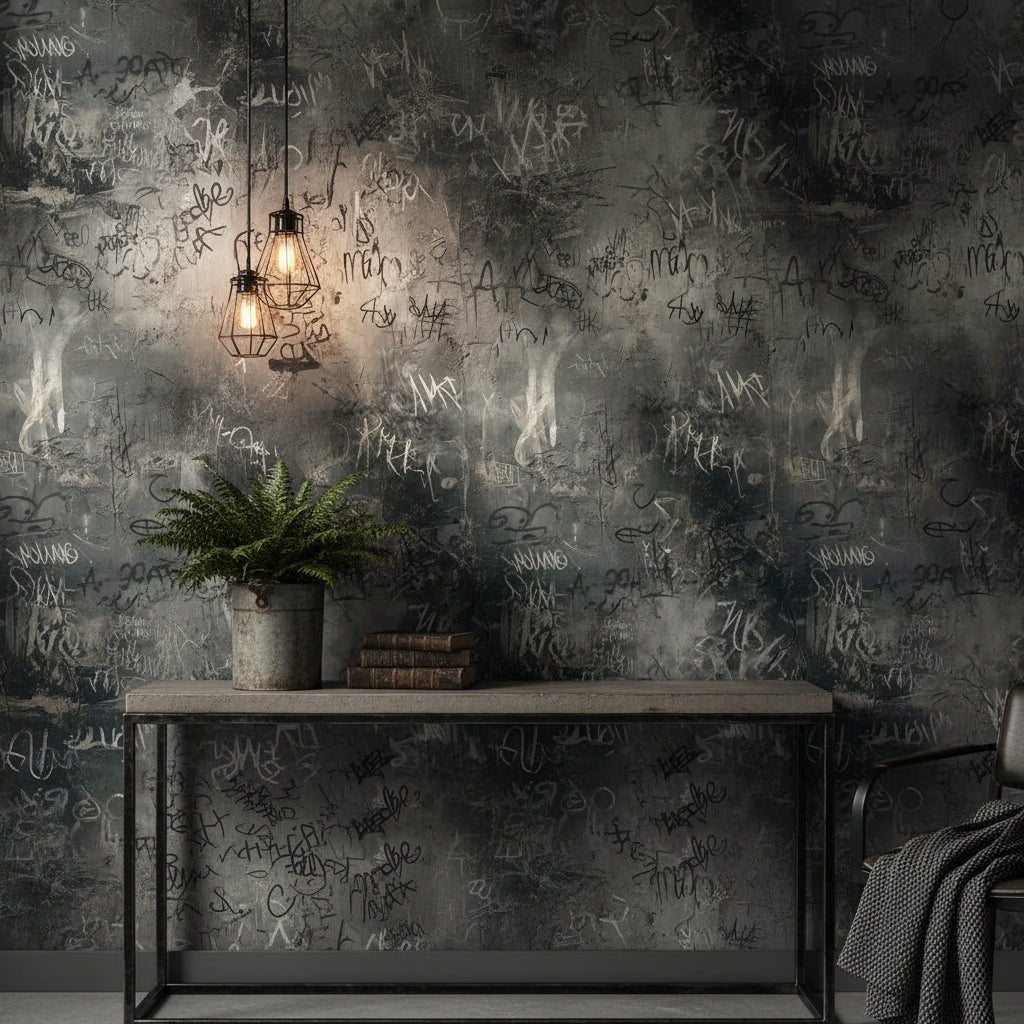 Graffiti Wallpaper Urban Industrial Wall Decor
