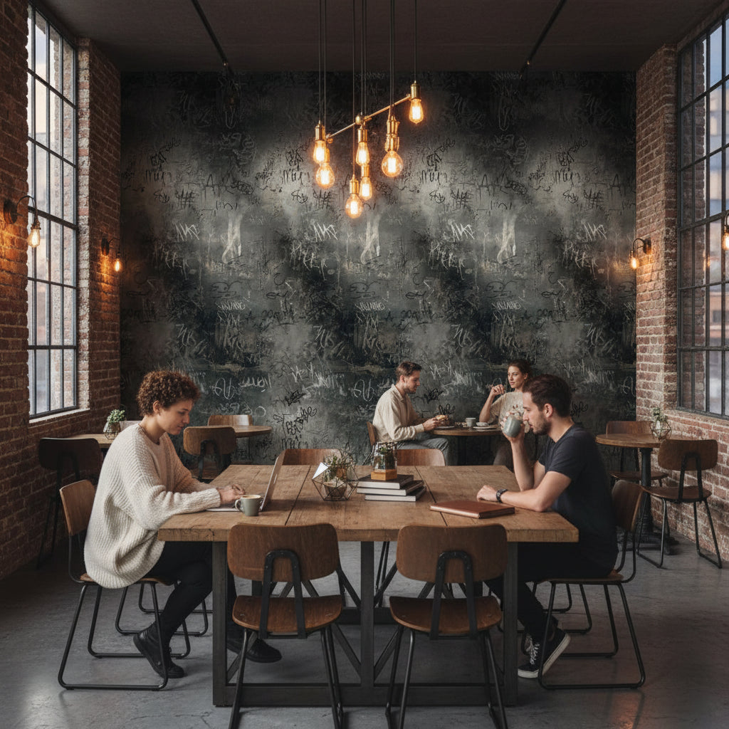 Graffiti Wallpaper Urban Industrial Wall Decor