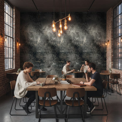 Charcoal Black Graffiti Abstract Wallpaper