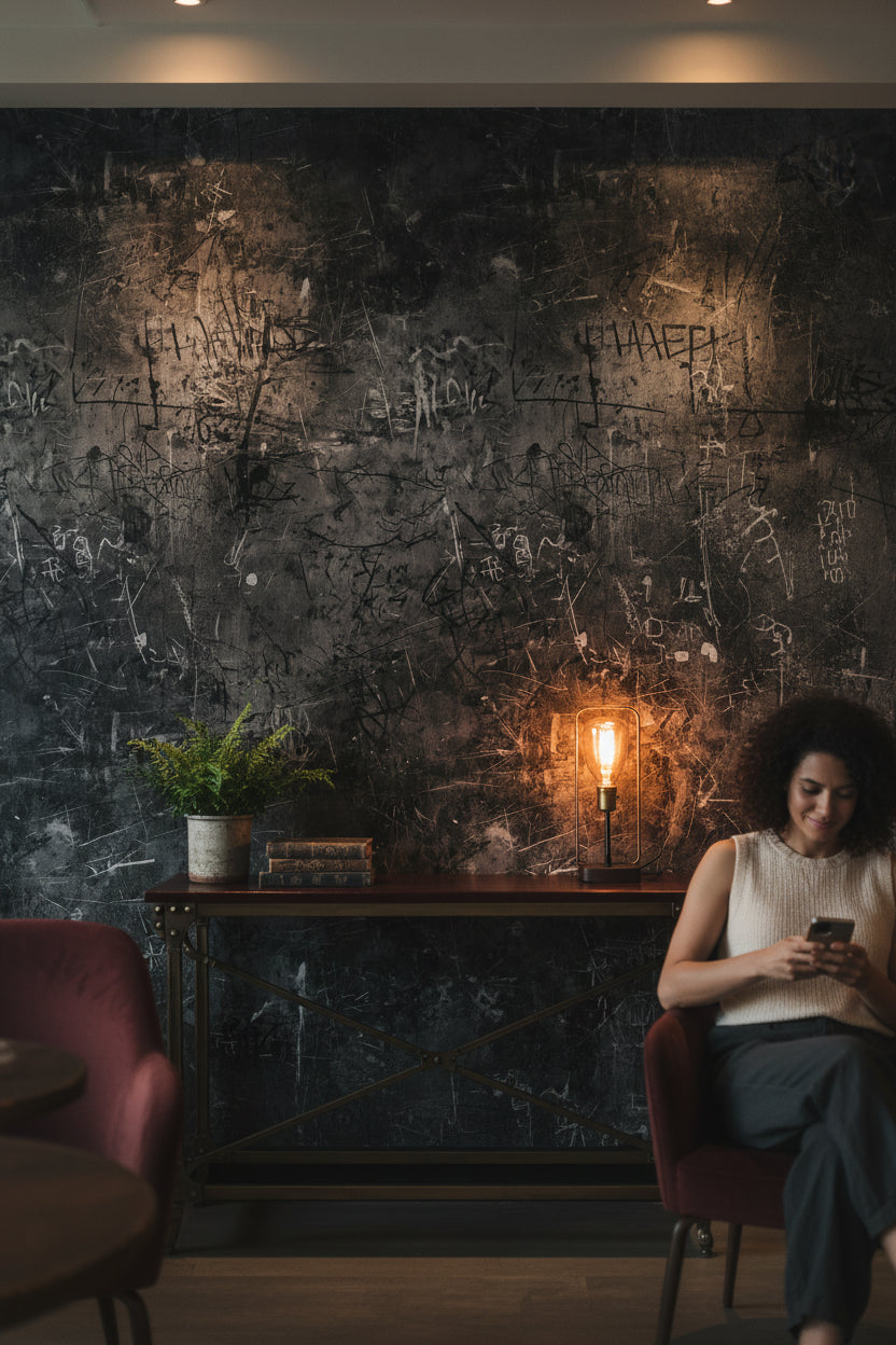 Dark Charcoal Graffiti Abstract Wallpaper