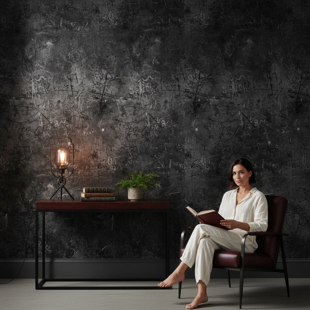 Dark Charcoal Graffiti Abstract Wallpaper