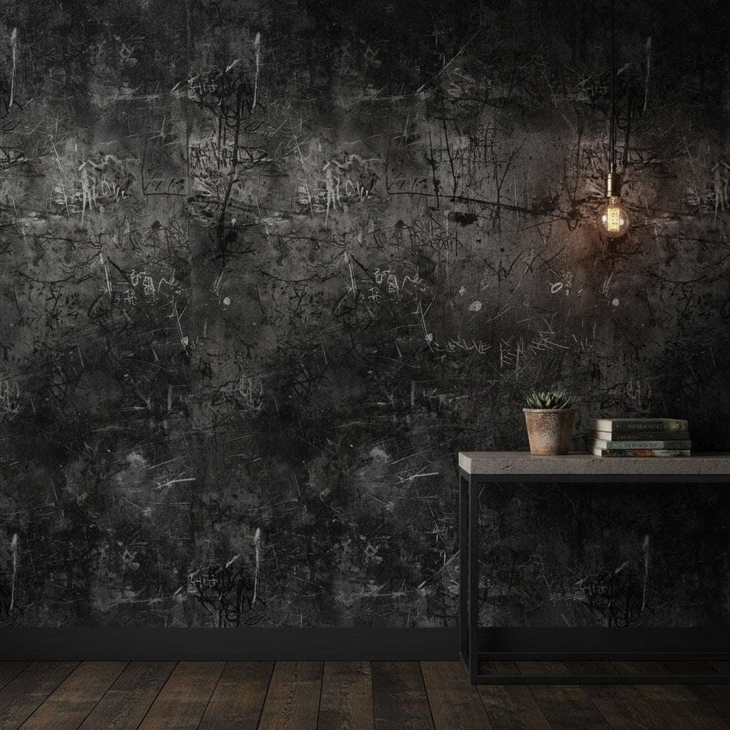 Dark Charcoal Graffiti Abstract Wallpaper