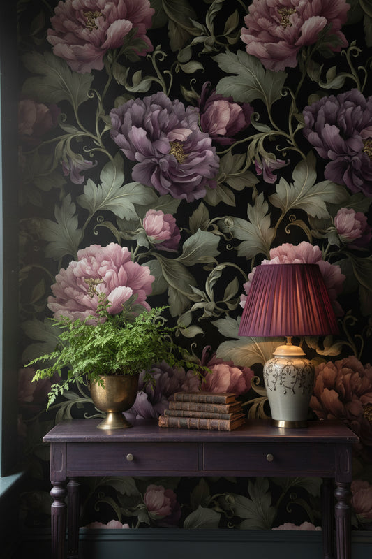 Floral Wallpaper Vintage Purple Wall Mural