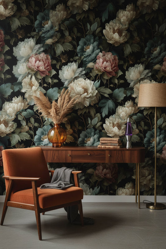 Floral Wallpaper Vintage Mural Botanical Wall Decor