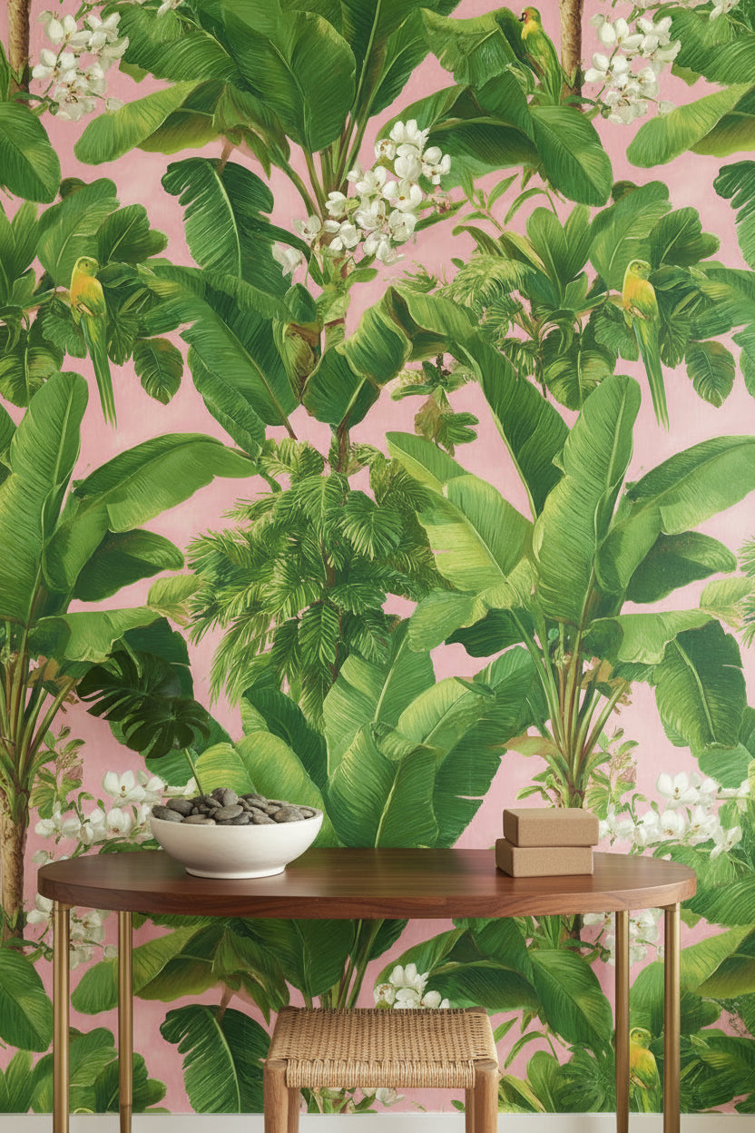 Tropical Wallpaper Banana Leaves Removable Floral Wall Double Roll