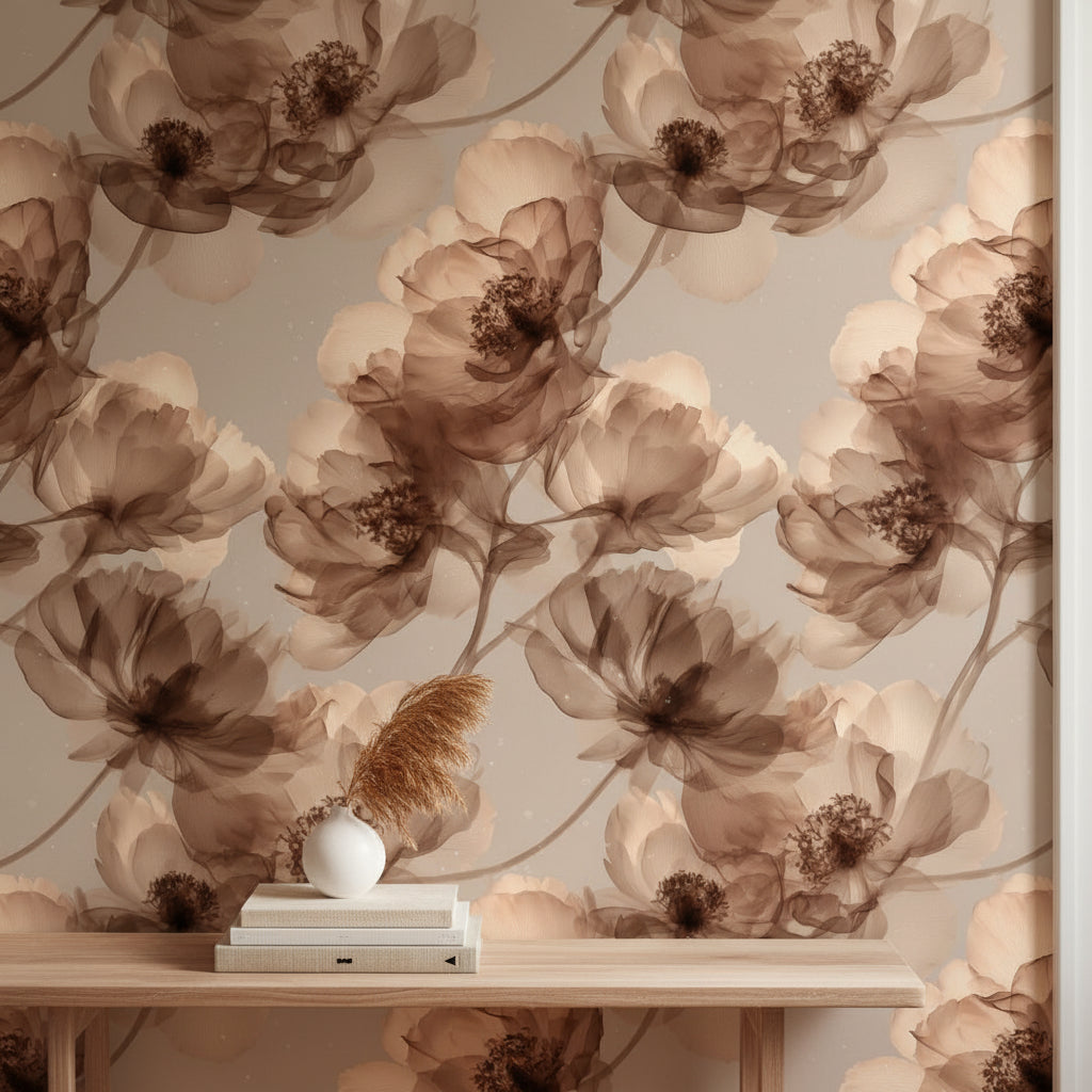 Floral Wallpaper Translucent Modern Removable Wall Decor