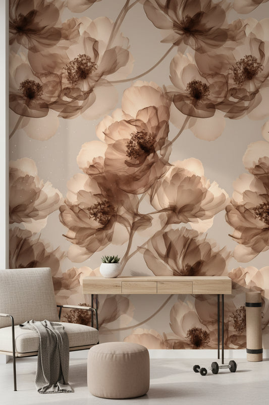 Floral Wallpaper Translucent Modern Removable Wall Decor