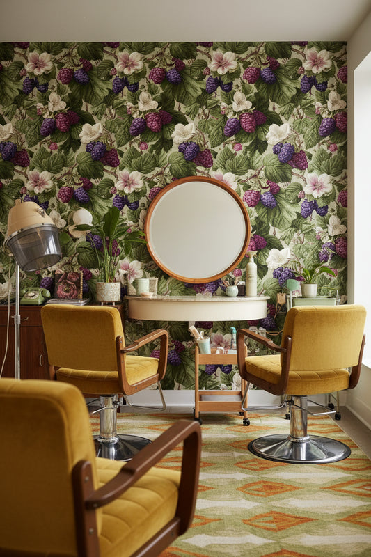 Vintage Floral Wallpaper Berries Removable Nature Wall Double Roll