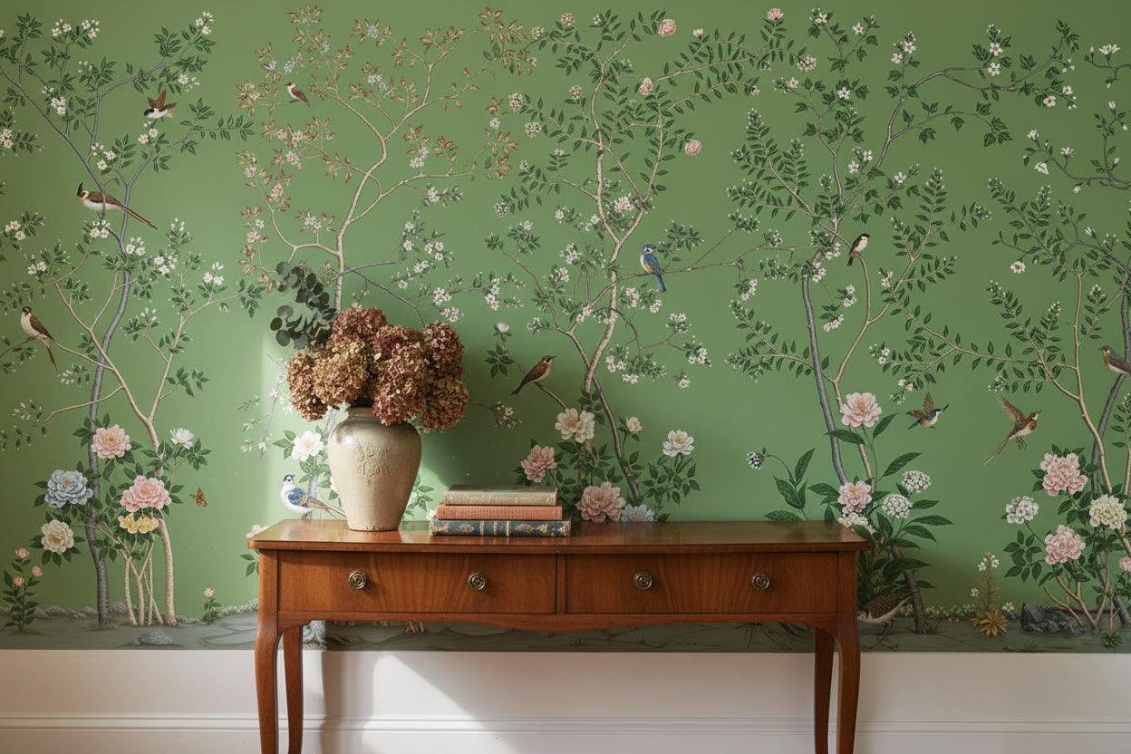 Floral Wallpaper Birds Removable Nature Wall Mural