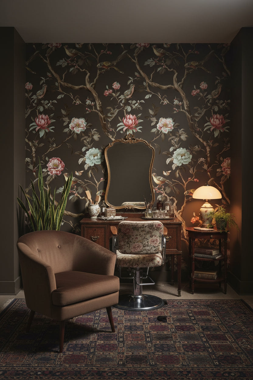 Floral Wallpaper Birds Removable Vintage Wall Double Roll