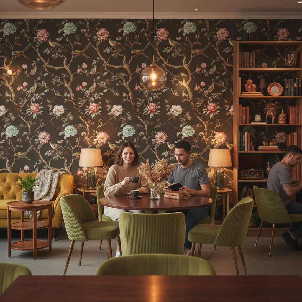 Floral Wallpaper Birds Removable Vintage Wall Double Roll