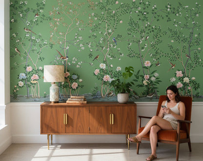 Floral Wallpaper Birds Removable Nature Wall Mural