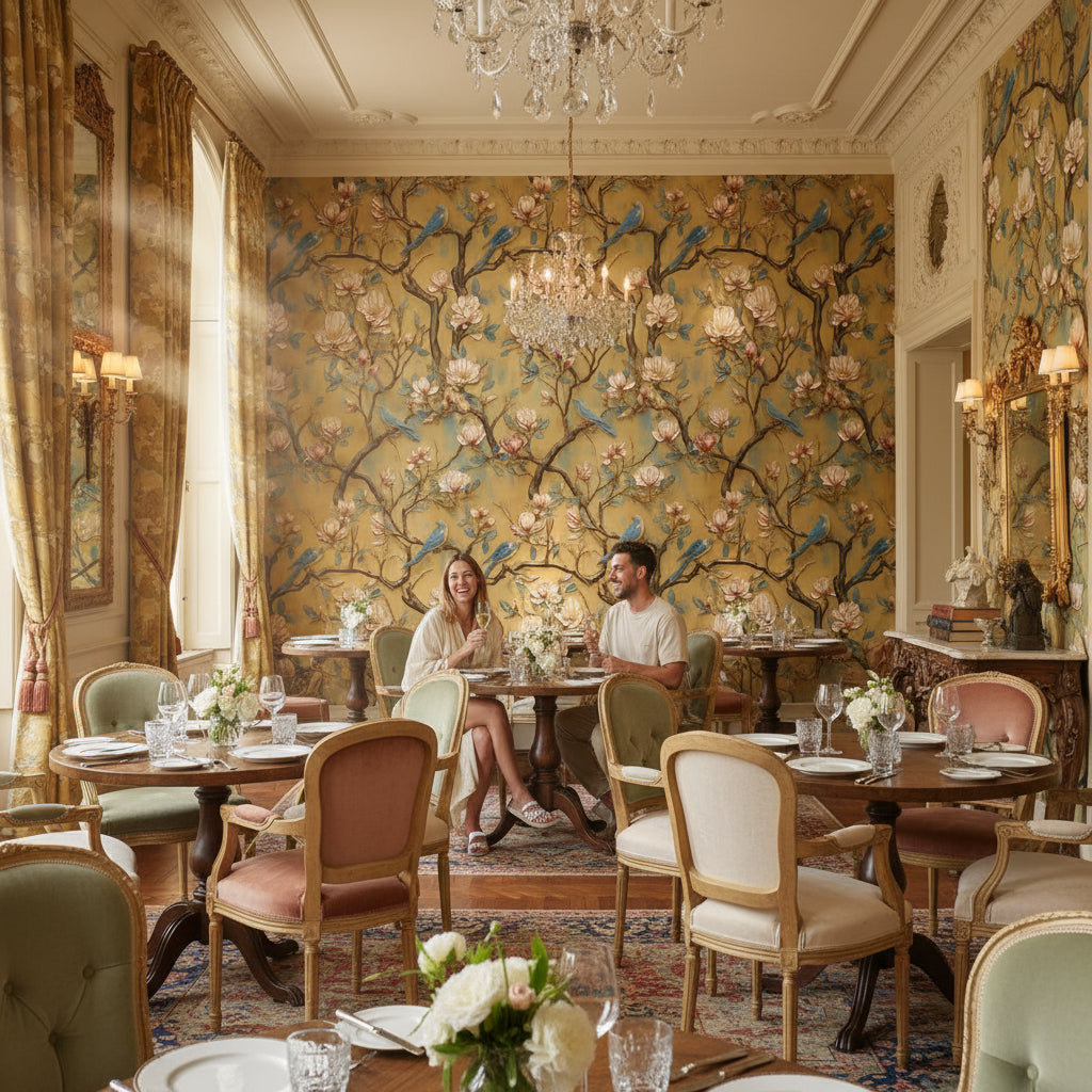 Floral Wallpaper Birds Magnolia Decorative Mural