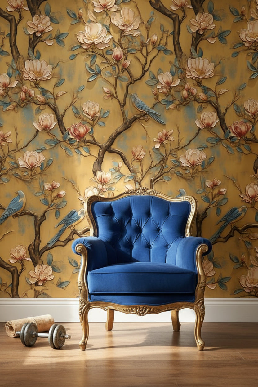 Floral Wallpaper Birds Magnolia Decorative Mural