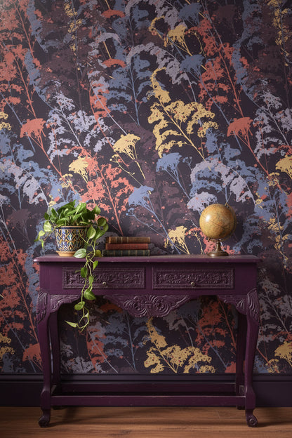 Dark Multicolor Fern Botanical Wallpaper