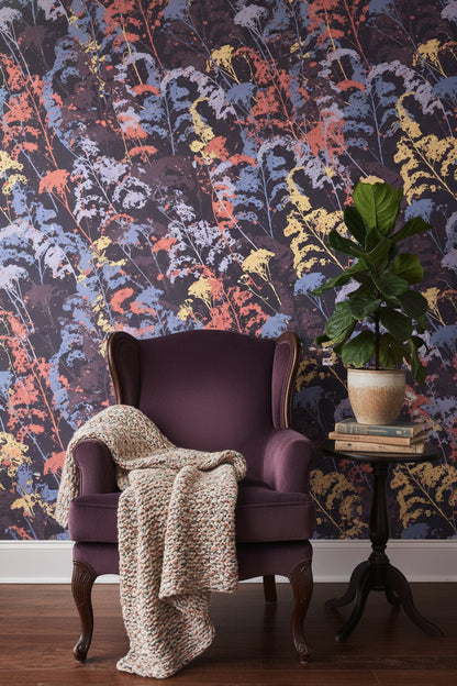 Dark Multicolor Fern Botanical Wallpaper