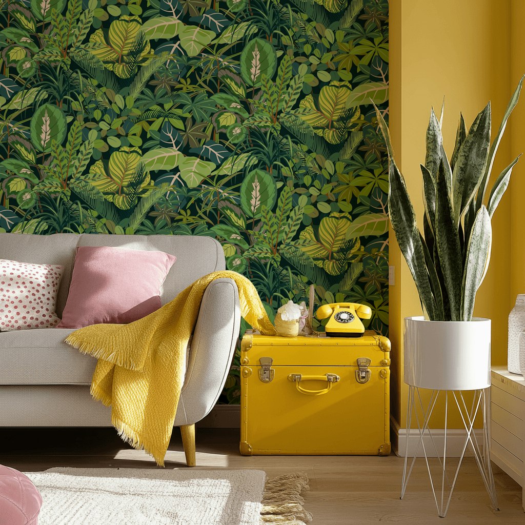 Lush Green Jungle Leaf Botanical Wallpaper