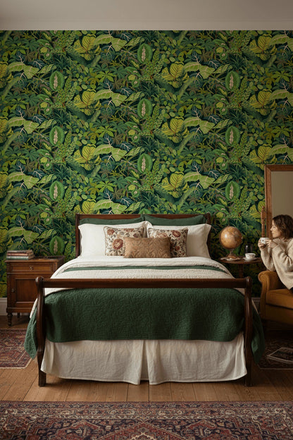 Lush Green Jungle Leaf Botanical Wallpaper