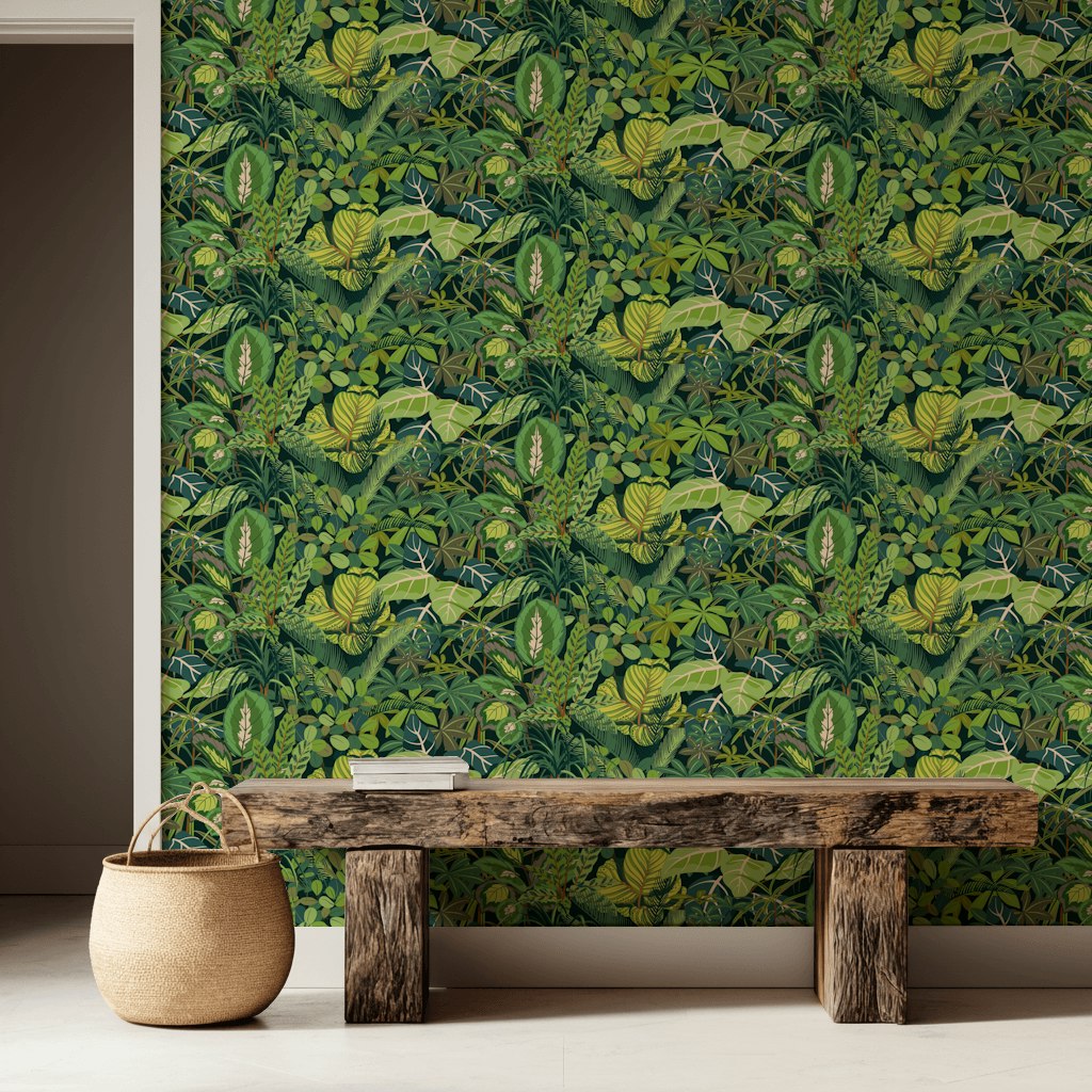 Lush Green Jungle Leaf Botanical Wallpaper