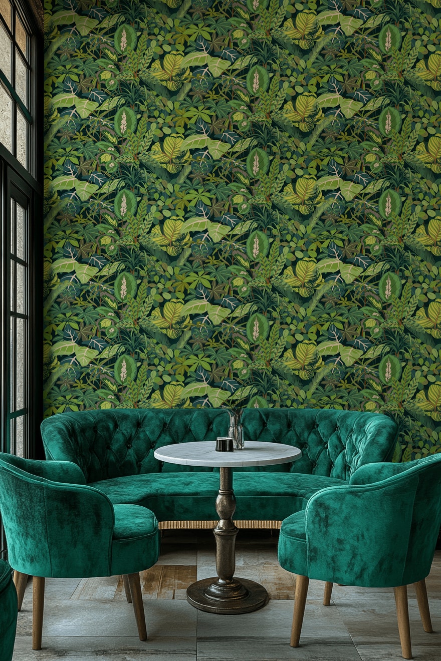 Lush Green Jungle Leaf Botanical Wallpaper