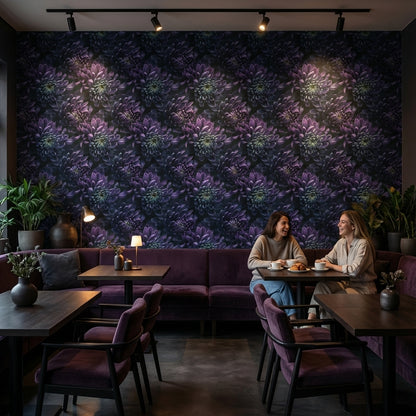 Deep Midnight Purple Floral Blossom Wallpaper