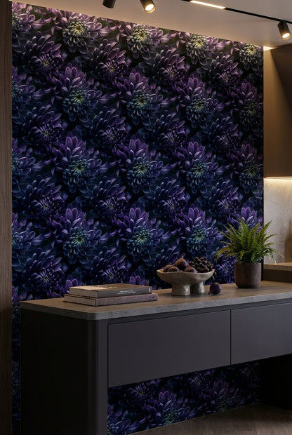 Deep Midnight Purple Floral Blossom Wallpaper