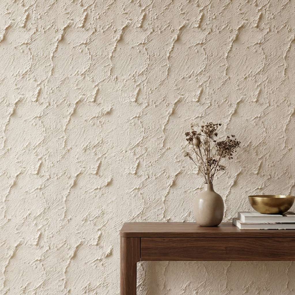 Textured Cream Plaster Effect Wallpaper