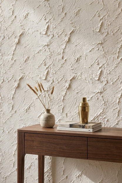 Textured Cream Plaster Effect Wallpaper