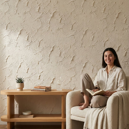 Textured Cream Plaster Effect Wallpaper