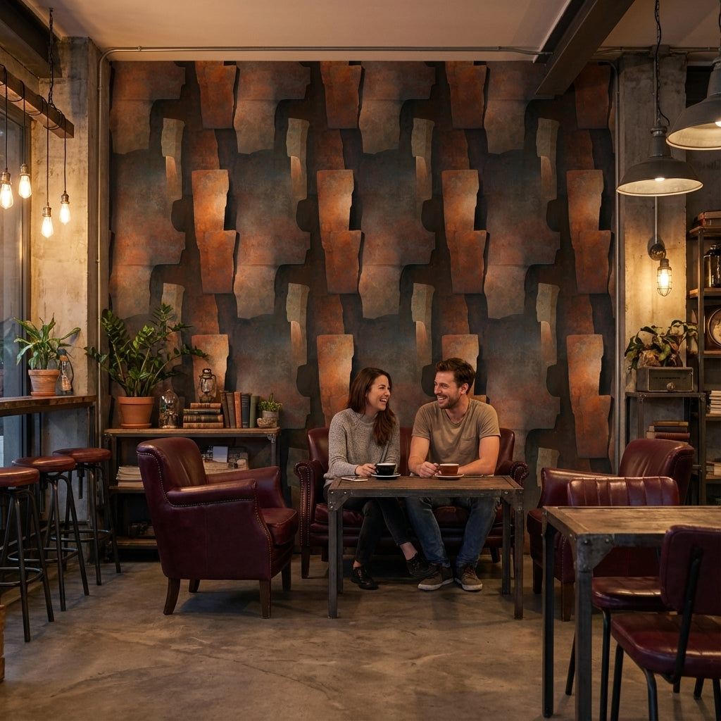 Rustic Industrial Textured Abstract Wallpaper