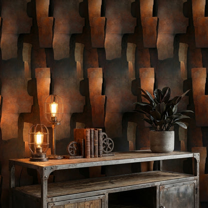 Rustic Industrial Textured Abstract Wallpaper