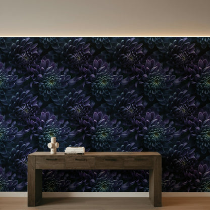 Deep Midnight Purple Floral Blossom Wallpaper