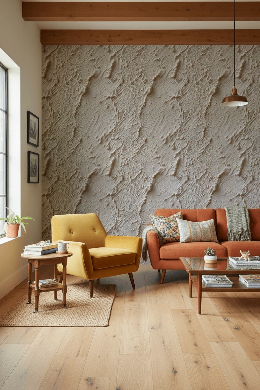 Textured Cream Plaster Effect Wallpaper