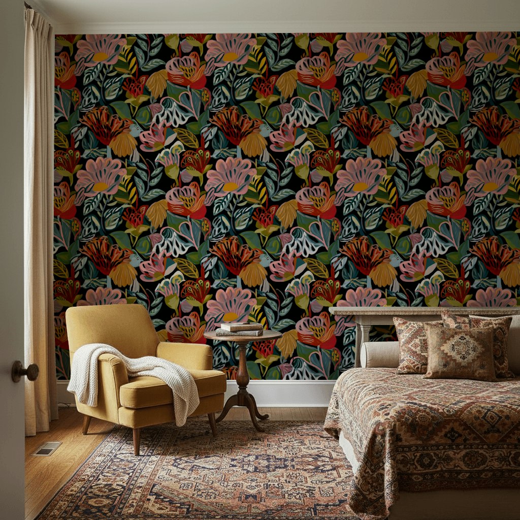 Vibrant Multicolor Large Floral Wallpaper
