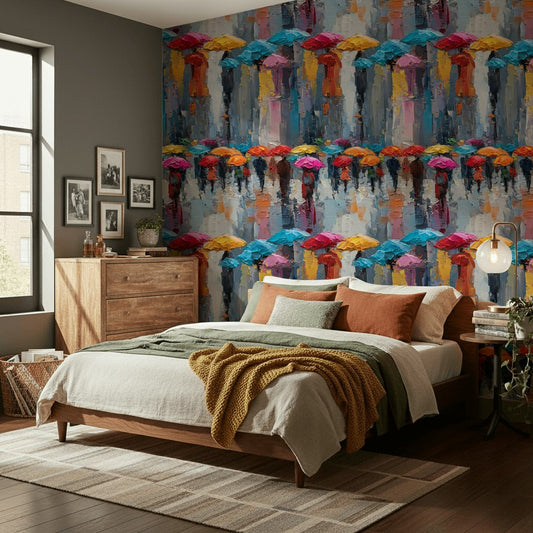 Multicolor Abstract Umbrella Art Wallpaper