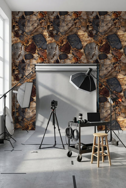 Rich Earthy Tones Marble Effect Wallpaper
