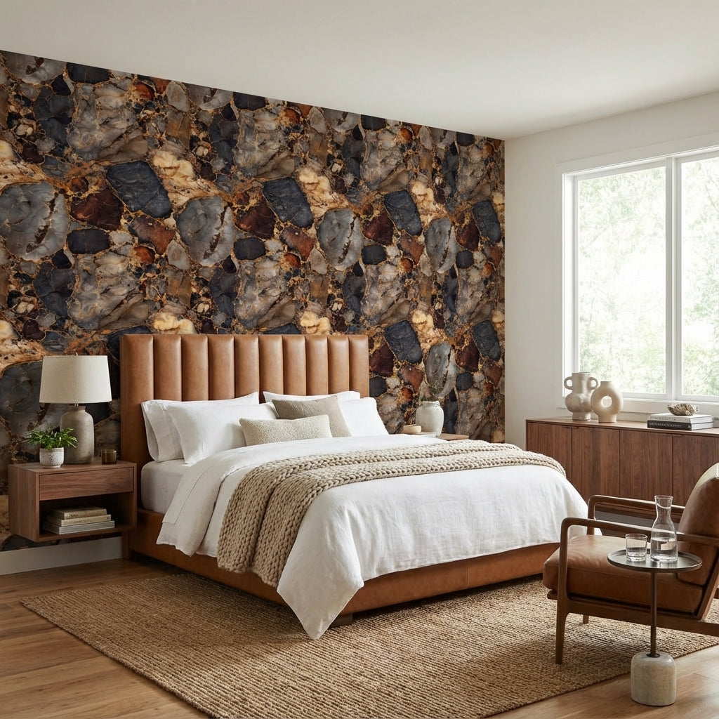 Rich Earthy Tones Marble Effect Wallpaper