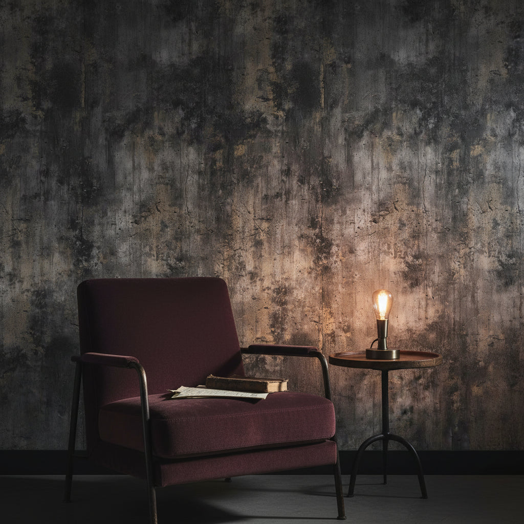 Dark Concrete Industrial Texture Wallpaper