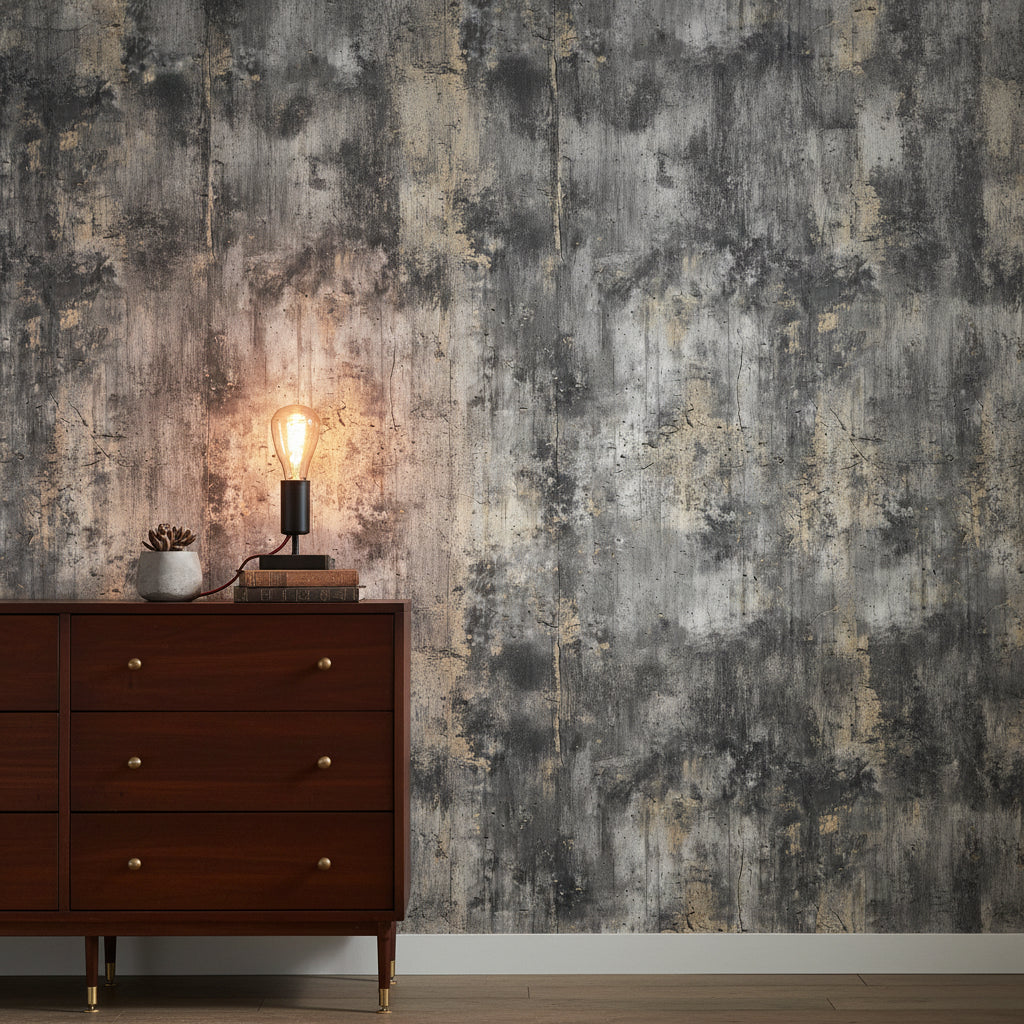 Dark Concrete Industrial Texture Wallpaper