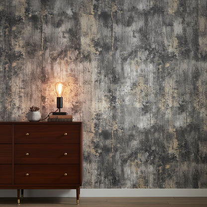 Dark Concrete Industrial Texture Wallpaper