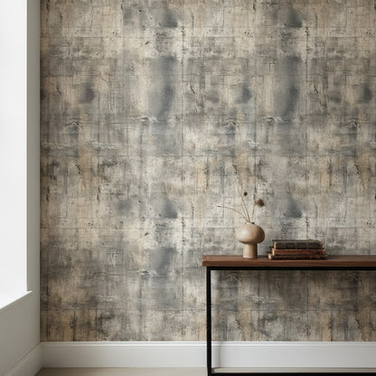Textured Gray and Beige Concrete Effect Wallpaper