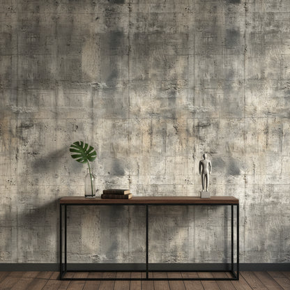 Textured Gray and Beige Concrete Effect Wallpaper