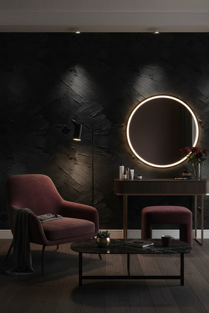 Matte Charcoal Textured Abstract Wallpaper