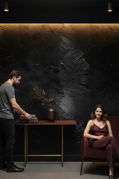 Matte Charcoal Textured Abstract Wallpaper
