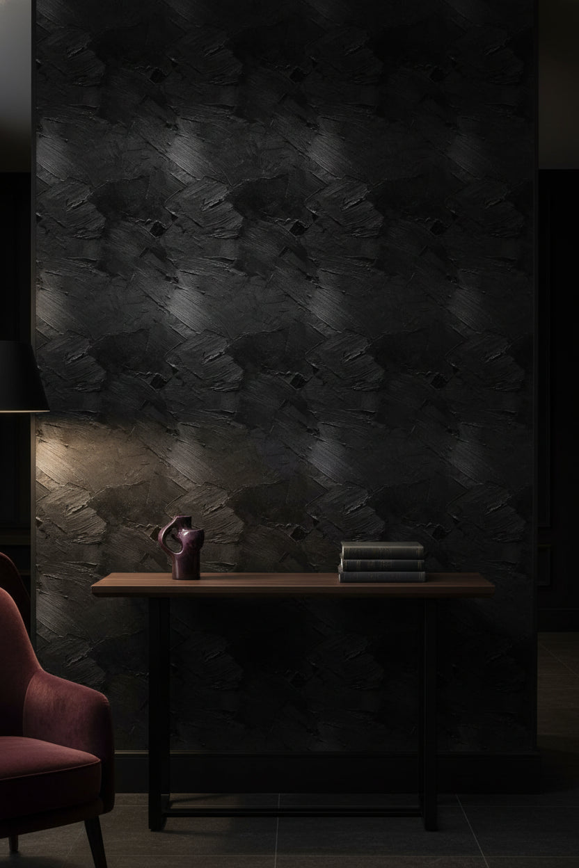 Matte Charcoal Textured Abstract Wallpaper