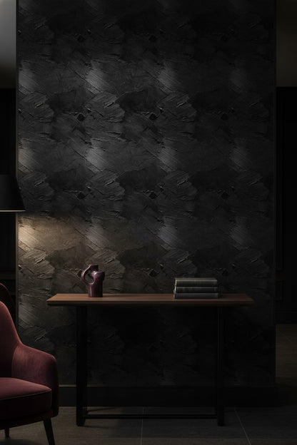 Matte Charcoal Textured Abstract Wallpaper