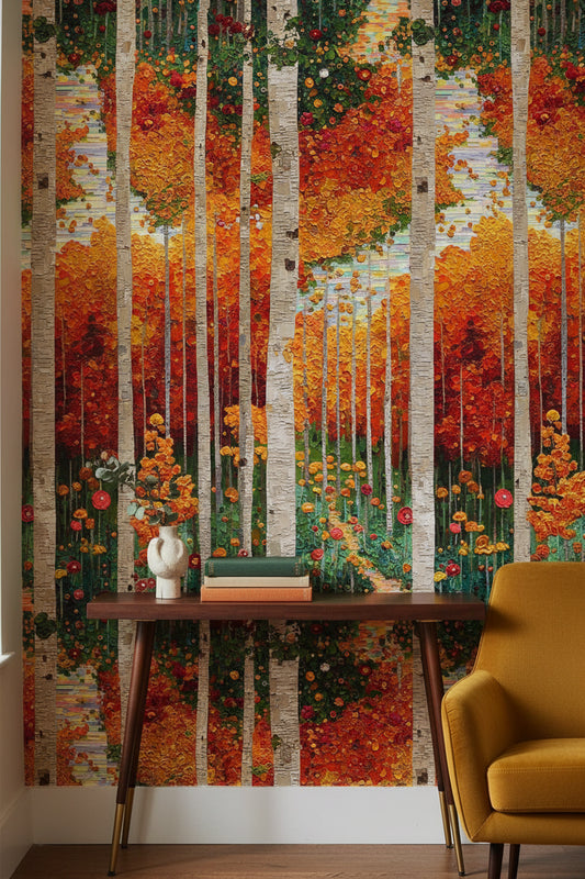 Vibrant Autumn Forest Path Wallpaper