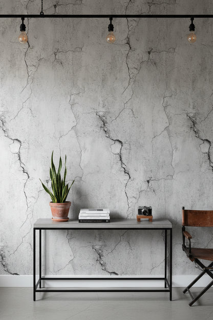 Light Gray Cracked Concrete Effect Wallpaper
