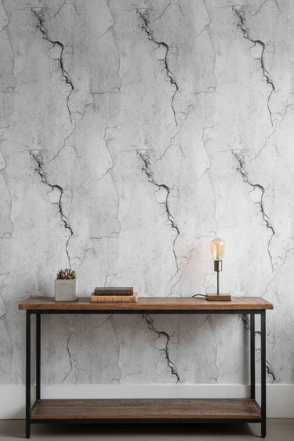 Light Gray Cracked Concrete Effect Wallpaper
