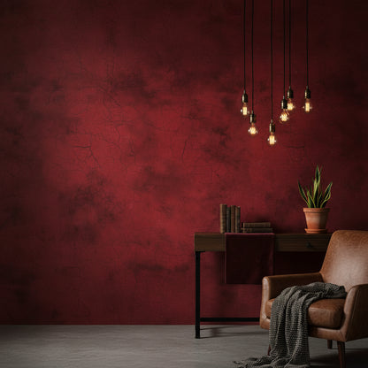 Deep Crimson Crackle Abstract Wallpaper